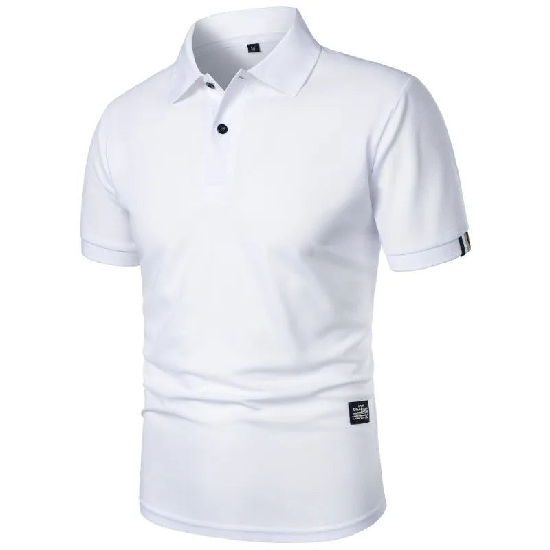 Summer Men's Solid Color Polo Shirt Short Sleeve Lapel Button Tshirts for Men Casual Streetwear Lightweight Jogging Tops - Tasawoq
