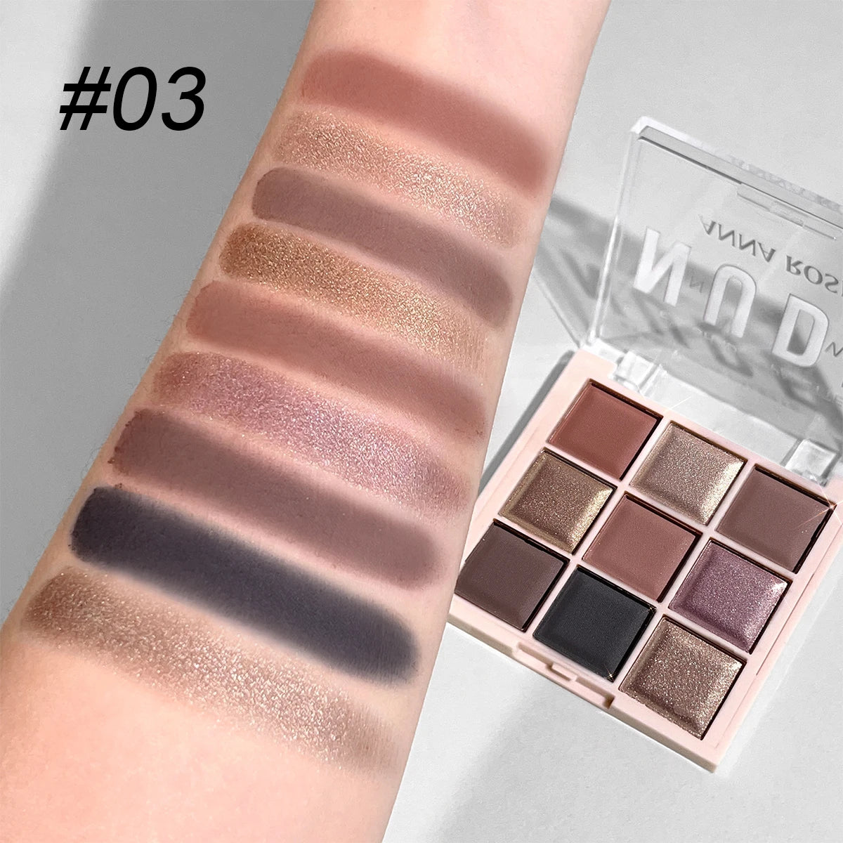 9-Color Eyeshadow Palette with Fine Glitter, Shimmer, Matte, Milk Tea Shades; Mini, Daily Use, Student-Friendly Makeup - Tasawoq