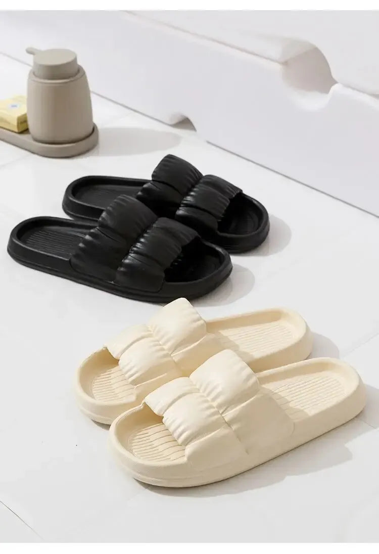 Soft Bottom Slippers for Women Home Bathroom Home Bath Non-slip Couple Summer Sandals for Men Summer Wear Comfortable - Tasawoq