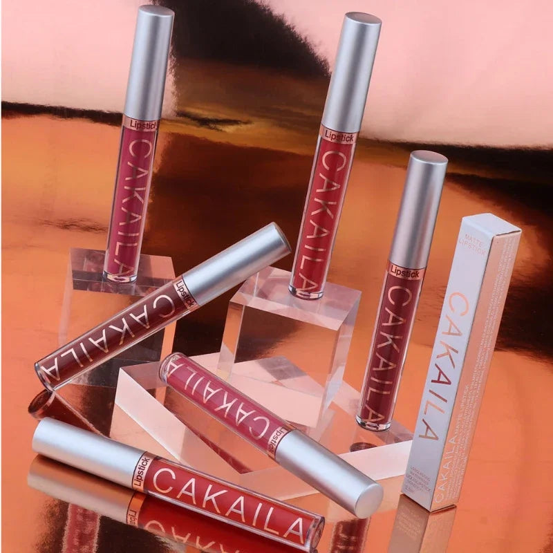 1PC Velvet Matte Lipstick Lip Gloss Light Red Liquid Lip Tint Cream Pigment Long Lasting Silky Texture Lips Women's Cosmetics - Tasawoq
