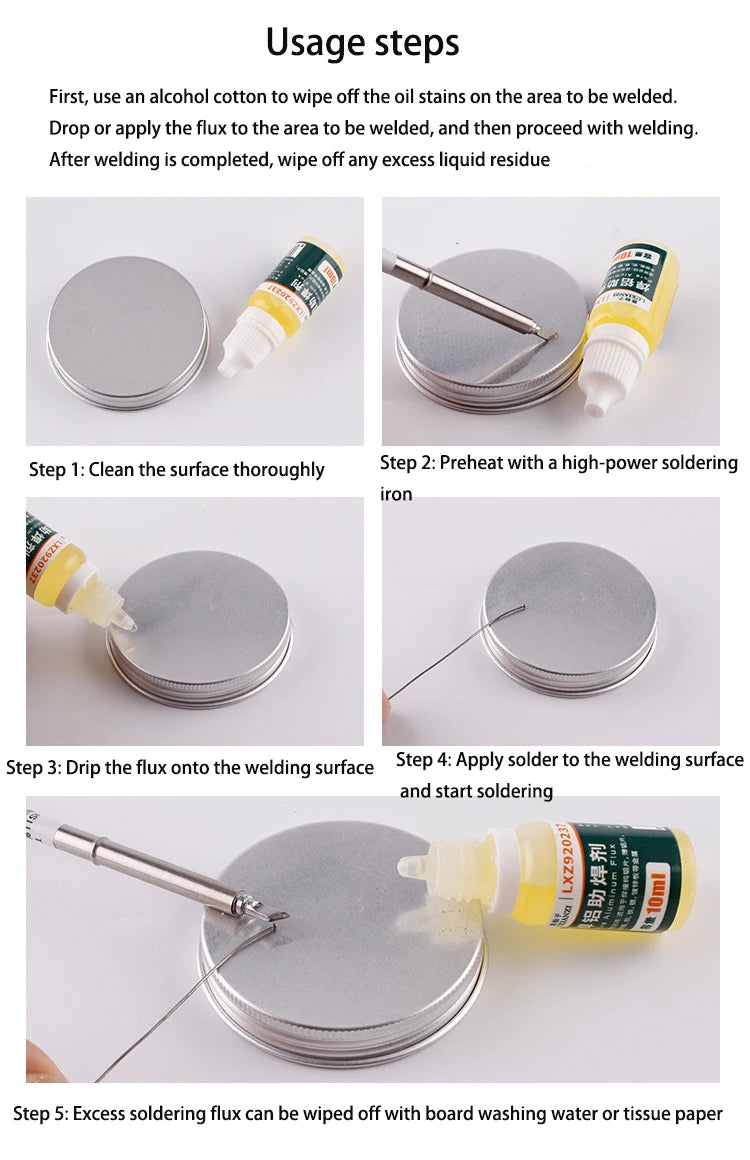 10ml/Bottle Soldering Flux Liquid Aluminum Metal Electronics Copper Soldering Flux No Water Cleaning 18650 Battery Soldering - Tasawoq