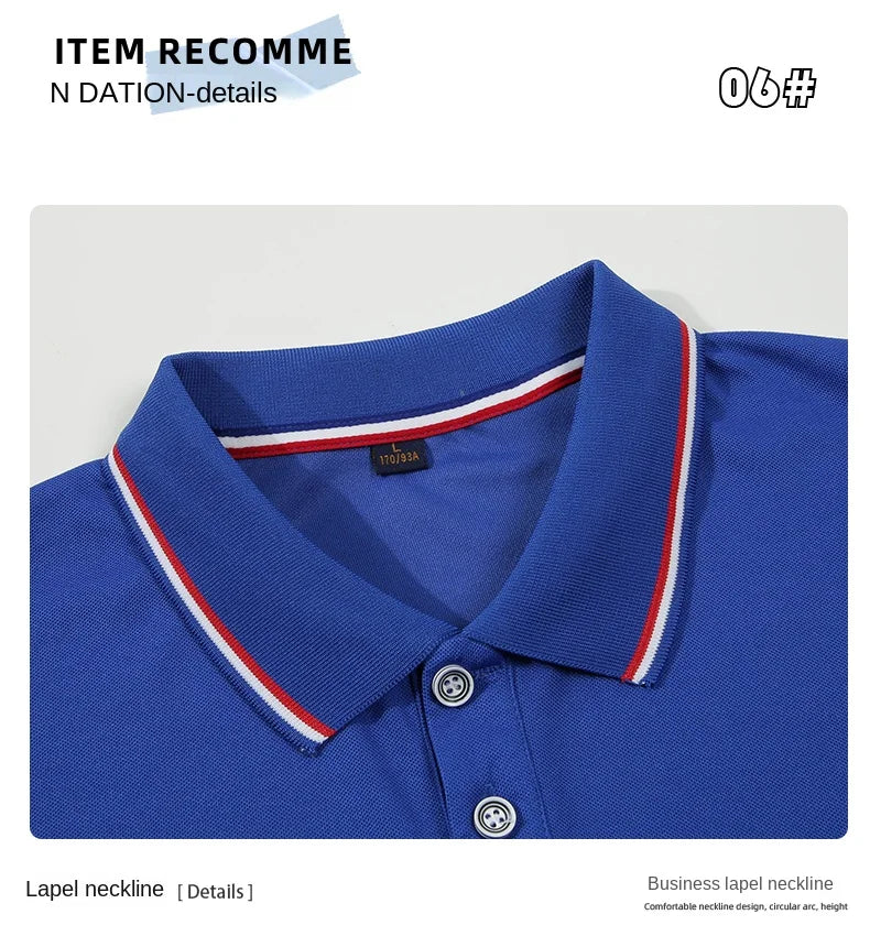 2024 Solid Color Polo Shirt Men's Business Polo Collar Half sleeved Top 2024 Summer Casual Short sleeved T-shirt for Men an - Tasawoq