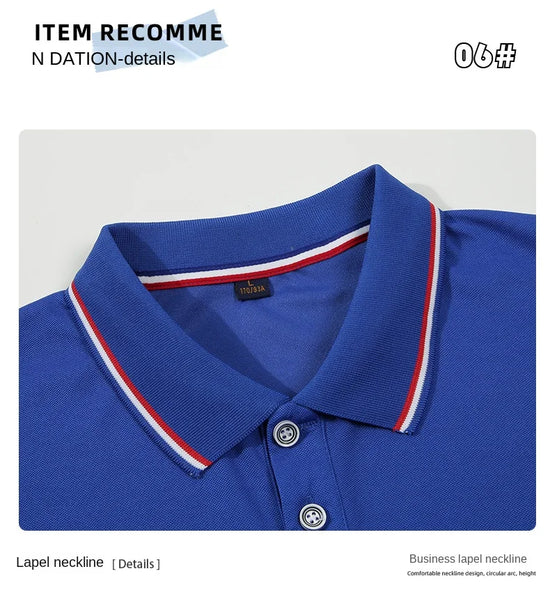 2024 Solid Color Polo Shirt Men's Business Polo Collar Half sleeved Top 2024 Summer Casual Short sleeved T-shirt for Men an - Tasawoq