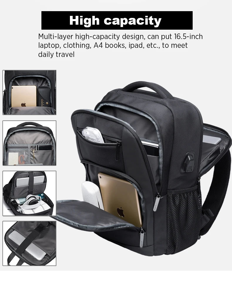 BANGE Travel Waterproof Backpack with USB Charging Port Fit 15.6 Inch Laptop Backpacks for Men and Women, Teenager School Bags - Tasawoq