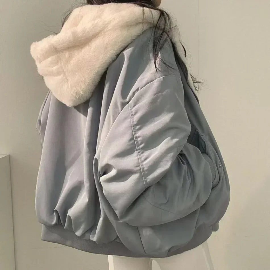 New Jackets for Women Thick Warm Parkas Oversized Double Sided Hooded Coat Korean Fashion Casual Loose Zip Up Jackets Coat Women - Tasawoq