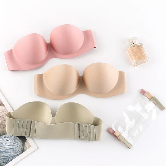 FINETOO Front Closure Sexy Push Up Bra Women Invisible Bras Underwear Lingerie For Female Brassiere Strapless Seamless Bralette - Tasawoq