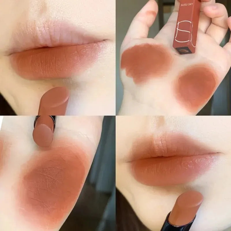 TX010Thin Tube Matte Lipstick, Waterproof and Sweatproof, Does Not Fade Or Remove Makeup, Can Be Used on Both Lips and Cheeks - Tasawoq