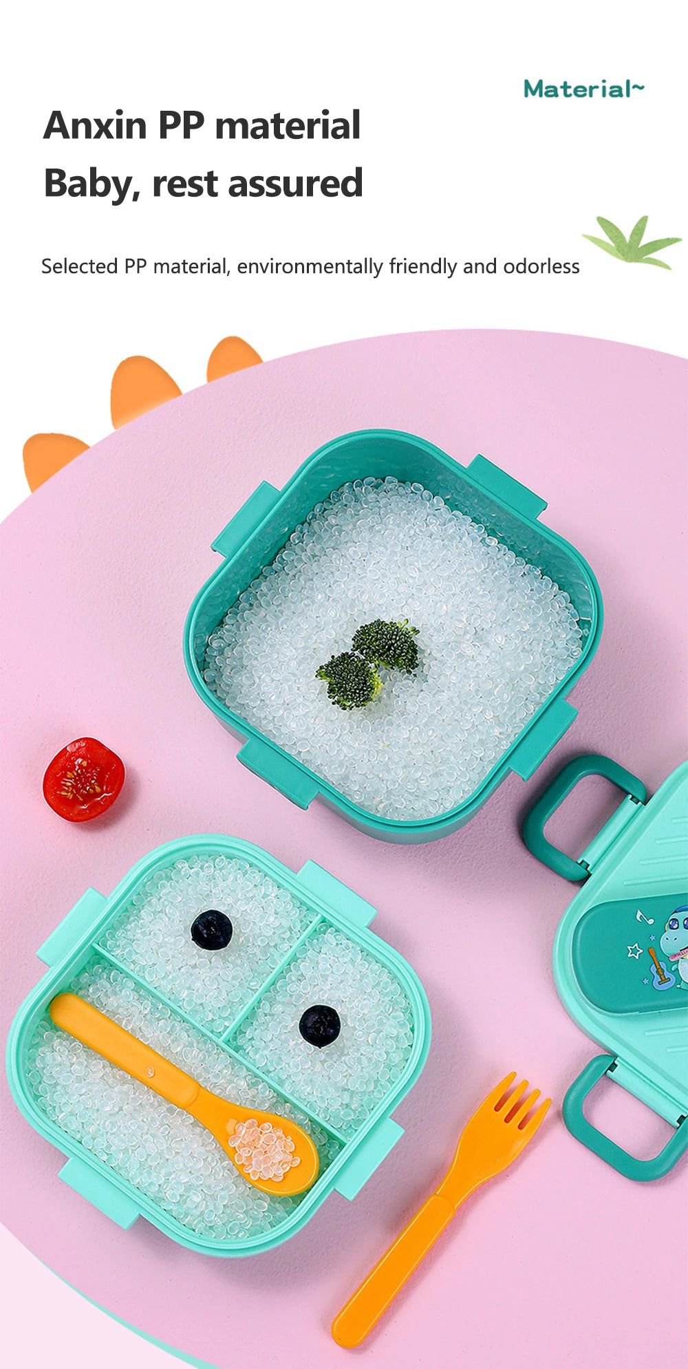 3 Grids Unicorn Lunch Box For Children Students Sandwich Fruit Food Storage Container Cartoon Kids Bento Box For School Camping
