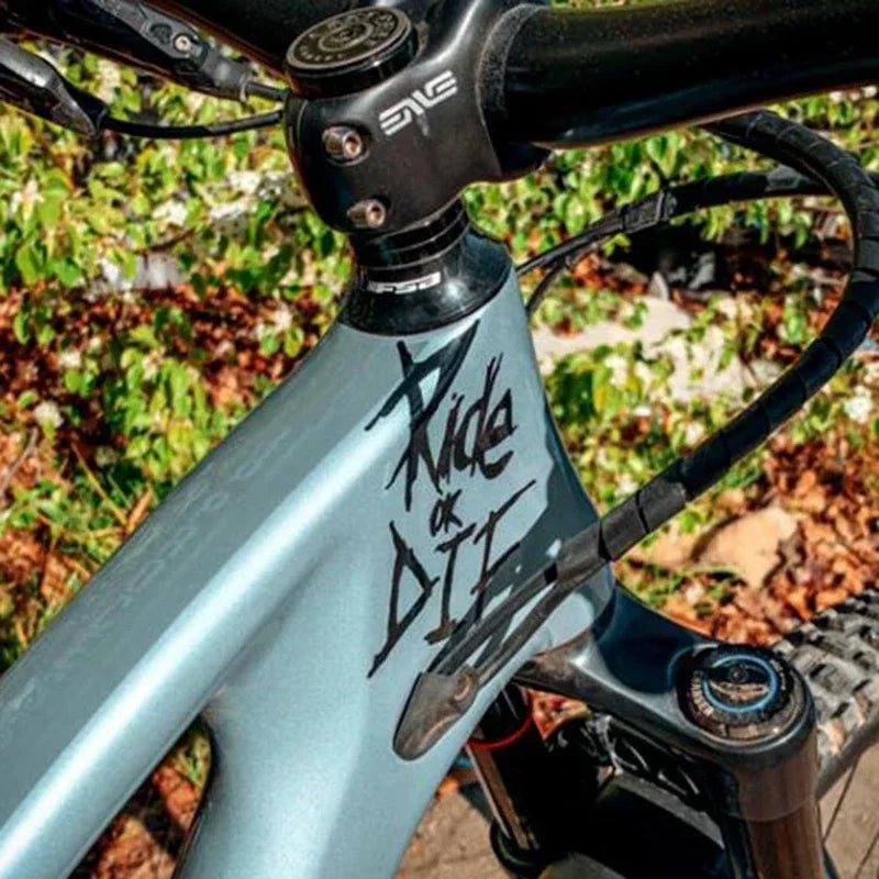 1PC Ride or Die Bike Frame Stickers Bicycle Top Tube Waterproof Vinyl Decals for MTB Bicycle Decorative Motorcycle Accessories - Tasawoq