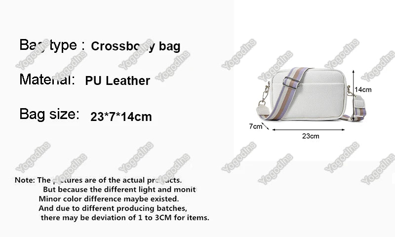 Fashion Hit Color Shoulder Bags for Women Female PU Leather Crossbody Messenger Bags Small Handbag Wide Strap Purse - Tasawoq