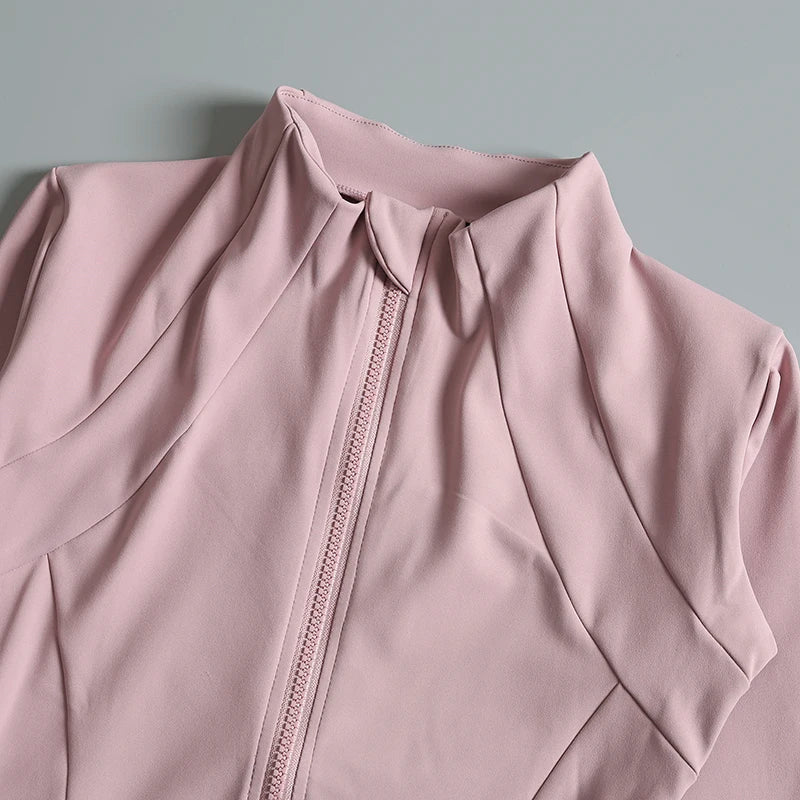 New yoga wear ladies coat round high elastic loose exercise yoga fitness long sleeve stand-up collar yoga tops - Tasawoq