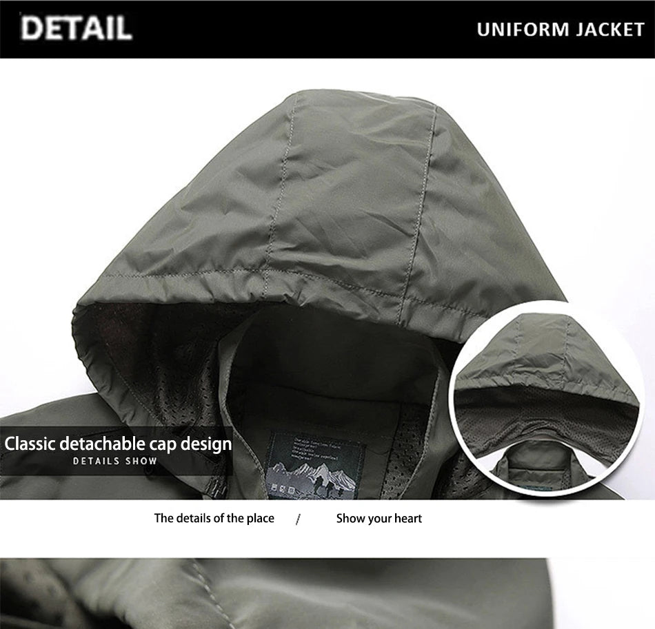 2024 Winter Jacket Fashion Coat Hoodies Camping Hiking Jacket Men's Casual Waterproof Jacket Windbreaker Men Outerwear Clothes - Tasawoq