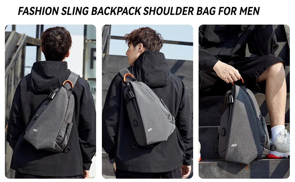 Anti-Theft Crossbody Sling Bag for Men Women,Small Backpack One Shoulder Bag, Chest Bag Sling Backpack for Hiking Biking Travel - Tasawoq