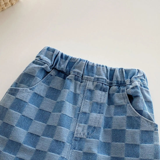 MILANCEL 1-5Y Children Jeans Boys Denim Pants Mid Waist Girls Trousers Fashion Kids Plaid Pants - Tasawoq