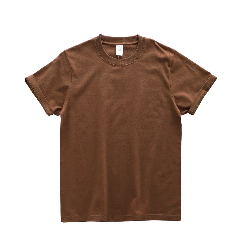 Dukeen 280gsm Oversized Heavy T-Shirt for Men Summer Short Sleeve Tee Cotton Solid Color Top Casual T Shirts One Piece - Tasawoq