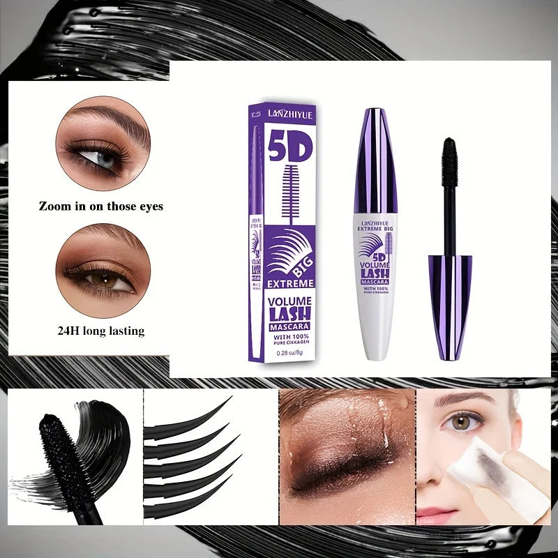 5D Extreme Volume Lash Mascara,Waterproof And Long-Lasting,Natural Thickening And Curling Eyelash Extension - Tasawoq