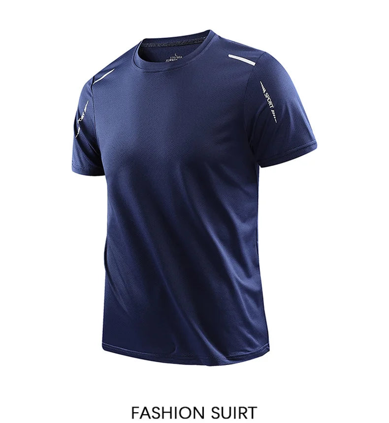 CHRLCK Men's Running Quick Drying T-shirts Breathable Hiking Fishing Tees Soft Elasticity Outdoor Sports Short Shirt Summer - Tasawoq