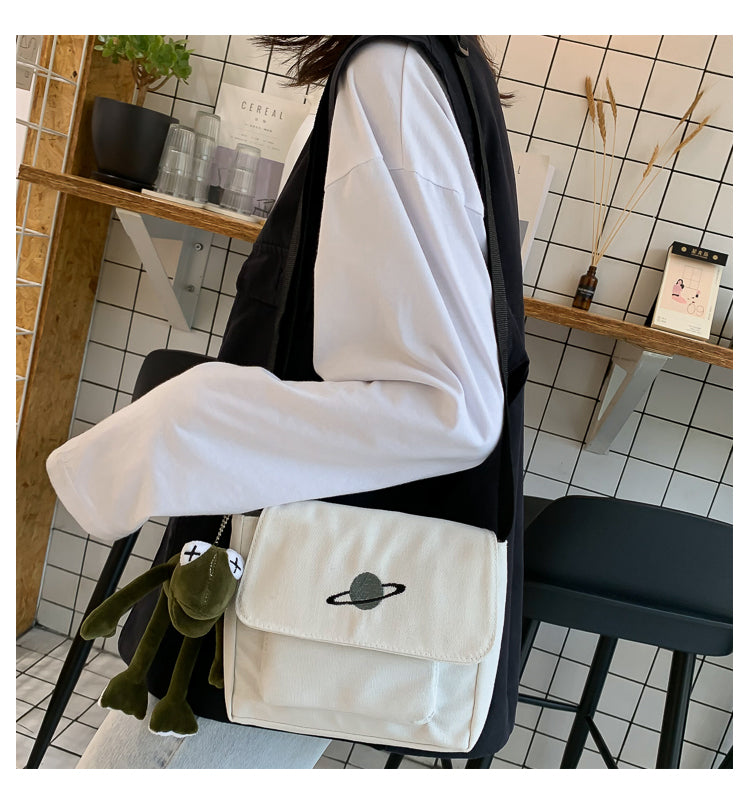 Casual Collage Student Messenger Bag Women Small Bag Canvas Shoulder Bag For Women Print Crossbody Bags Bolsas Sac - Tasawoq