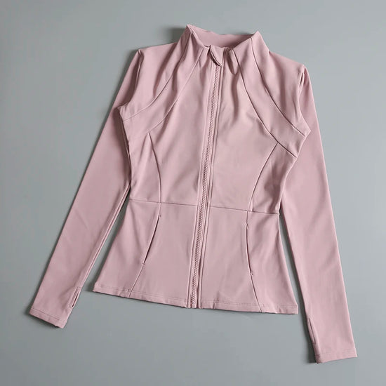 New yoga wear ladies coat round high elastic loose exercise yoga fitness long sleeve stand-up collar yoga tops - Tasawoq