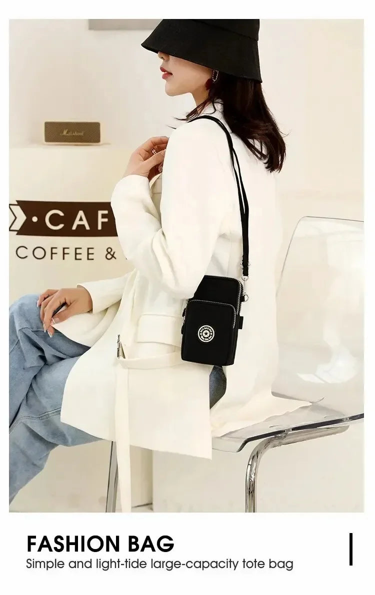 Portable Shoulder Bags Nylon Waterproof Women Mobile Phone Bags Mini Female Messenger Purse Lady Wallet Female CrossBody Bag - Tasawoq
