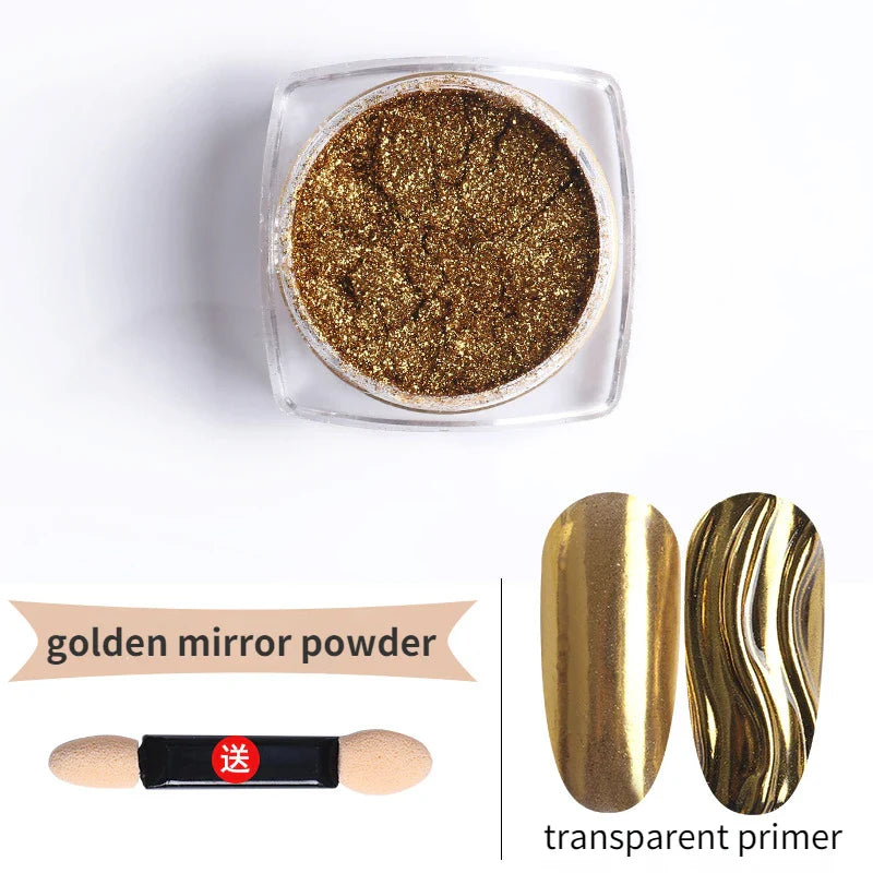Nail Art Mirror Glitter Powder Rose Gold Silver Metallic Effect Nail Glitters For Nails UV Gel Polish Nails Chrome Pigment Decor - Tasawoq