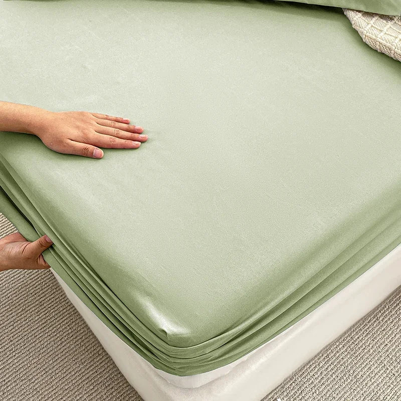 Double Bed Sheets Couple Elastic Fitted Sheet Microfiber Ultra-Soft Hotel Luxury Mattresses cover Queen single king Size - Tasawoq