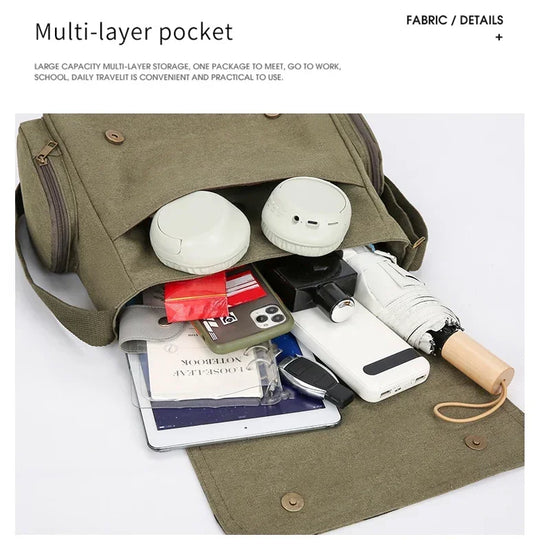 Vintage Cartoon Women Canvas Messenger Bag Large Capacity Tote Bag Women Shoulder Handbag - Tasawoq