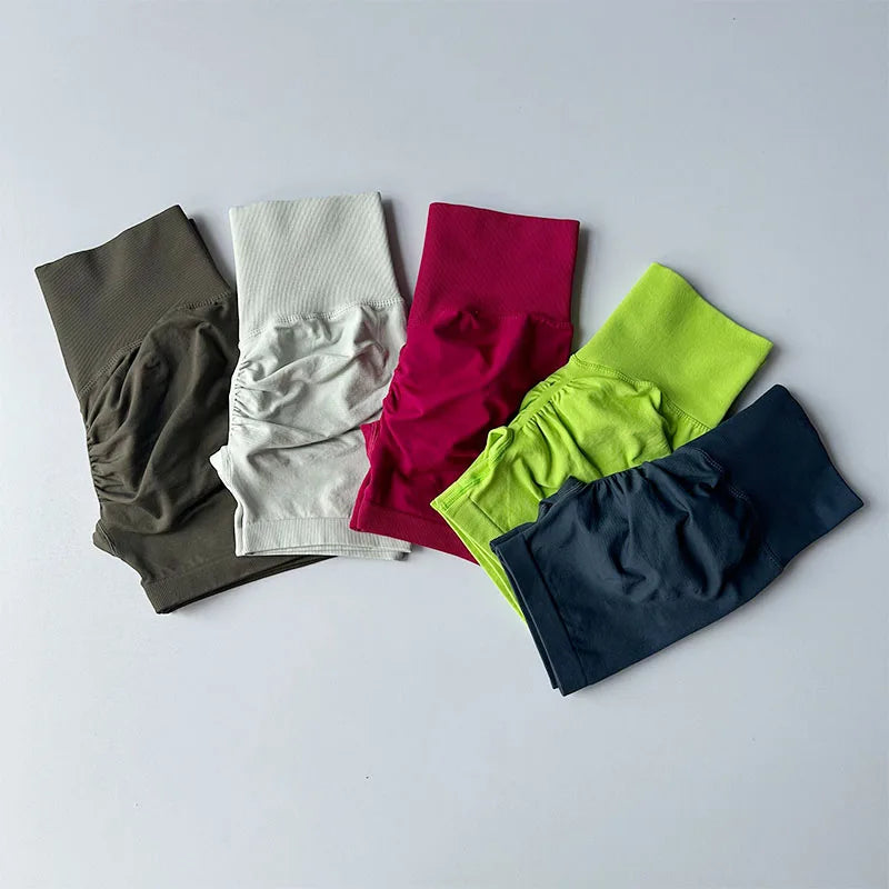 Peach Hip Lifting Sports Shorts Women High Waist and Waist Tightening Slimming Running Hip Speed Drying Three Point Tight Pants - Tasawoq