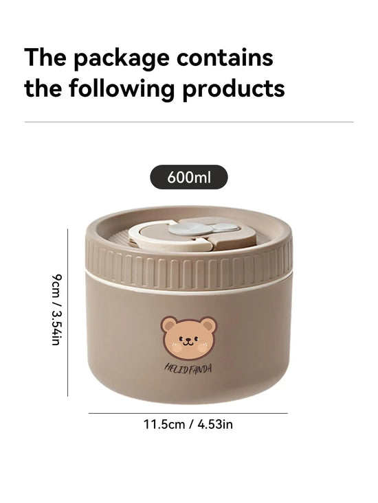 WORTHBUY Cute Bear 304 Stainless Steel Thermal Lunch Box For Kids Adults Portable Microwave Bento Box Leak Proof Food Container
