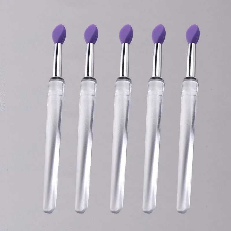 1/3/5pcs Flat Silicone Applicator Sticks Reusable Lip Brush With Cover For Dust Prevention Silicone Nail Powder Applying Tools - Tasawoq