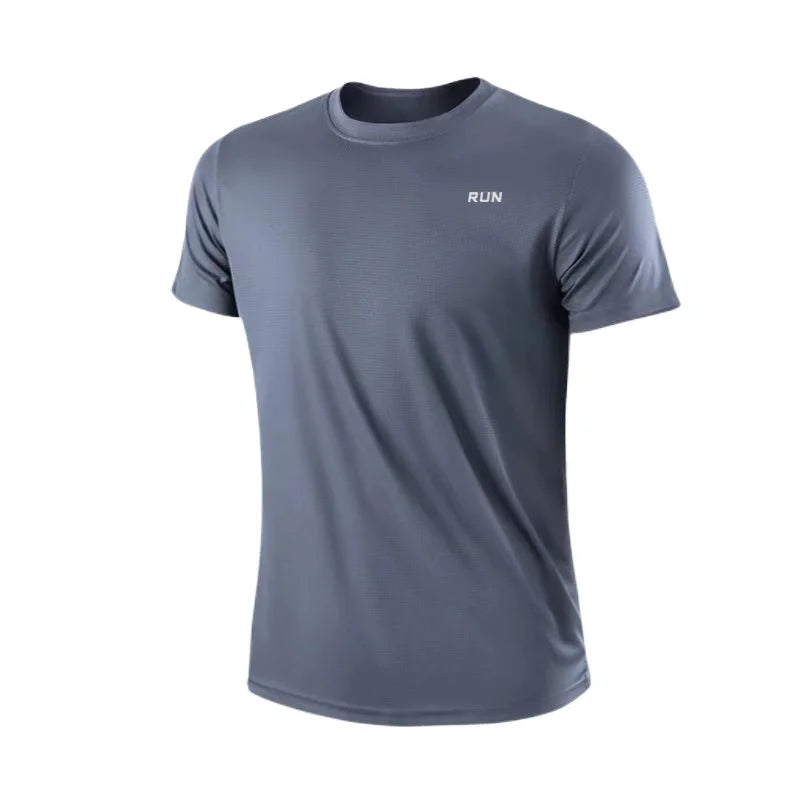 Men's Quick Dry Short Sleeve Gym Running Moisture Wicking Round Neck T-Shirt Training Exercise Gym Sport Shirt Tops Lightweight - Tasawoq