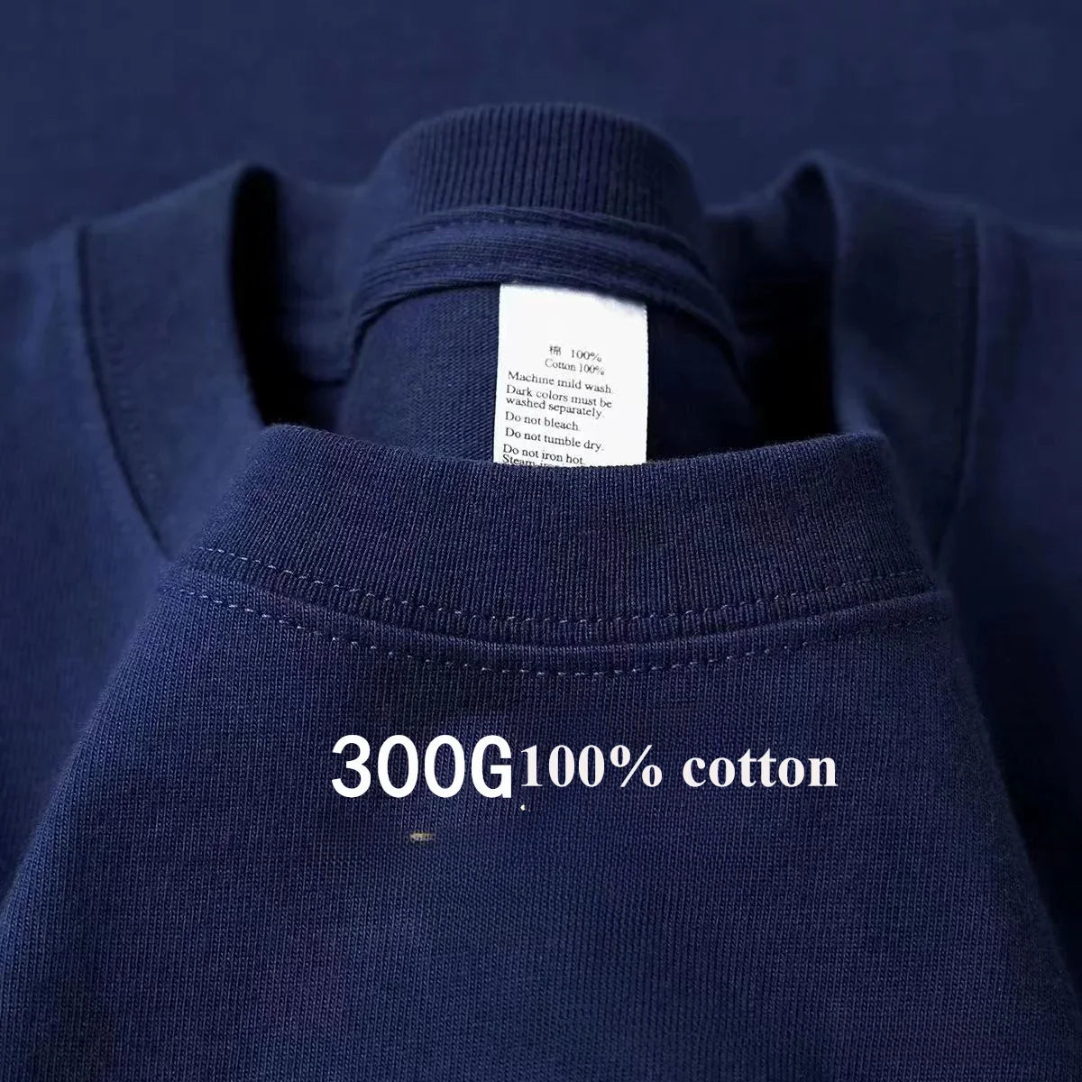 Summer Cotton Heavy Duty 300grams American Pure Cotton Short Sleeves T-shirt Men Casual Base Top Oversized T Shirt - Tasawoq