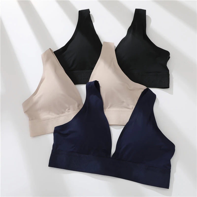 FINETOO Deep V Women Bras Push Up Padded Tops Female Sexy Wireless Underwear Ladies Plus Size Bralette Girls Intimates Lingerie - Tasawoq