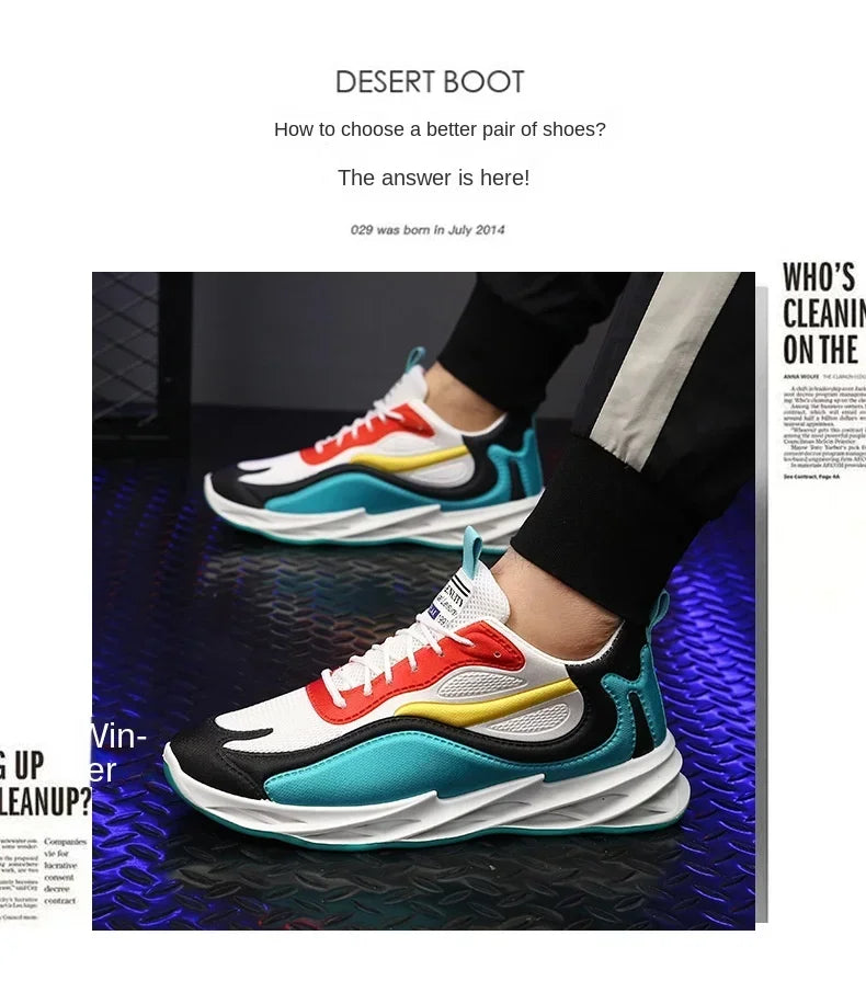 New Trendy Men's Sports Shoes Cushion Running Sneakers Outdoor Leisure Walking Jogging Trainers Soft Sole Breathable Footwear - Tasawoq