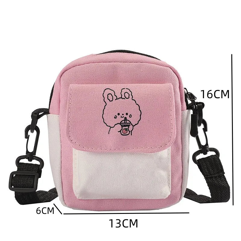 Cute Canvas One Shoulder Womens Bag Little Rabbit Korean Version Fashion Crossbody Bag Female Student Cotton Womens Handbag - Tasawoq
