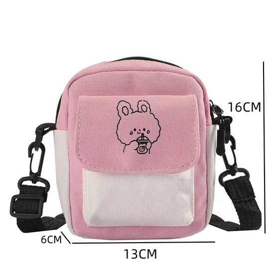 Cute Canvas One Shoulder Womens Bag Little Rabbit Korean Version Fashion Crossbody Bag Female Student Cotton Womens Handbag - Tasawoq