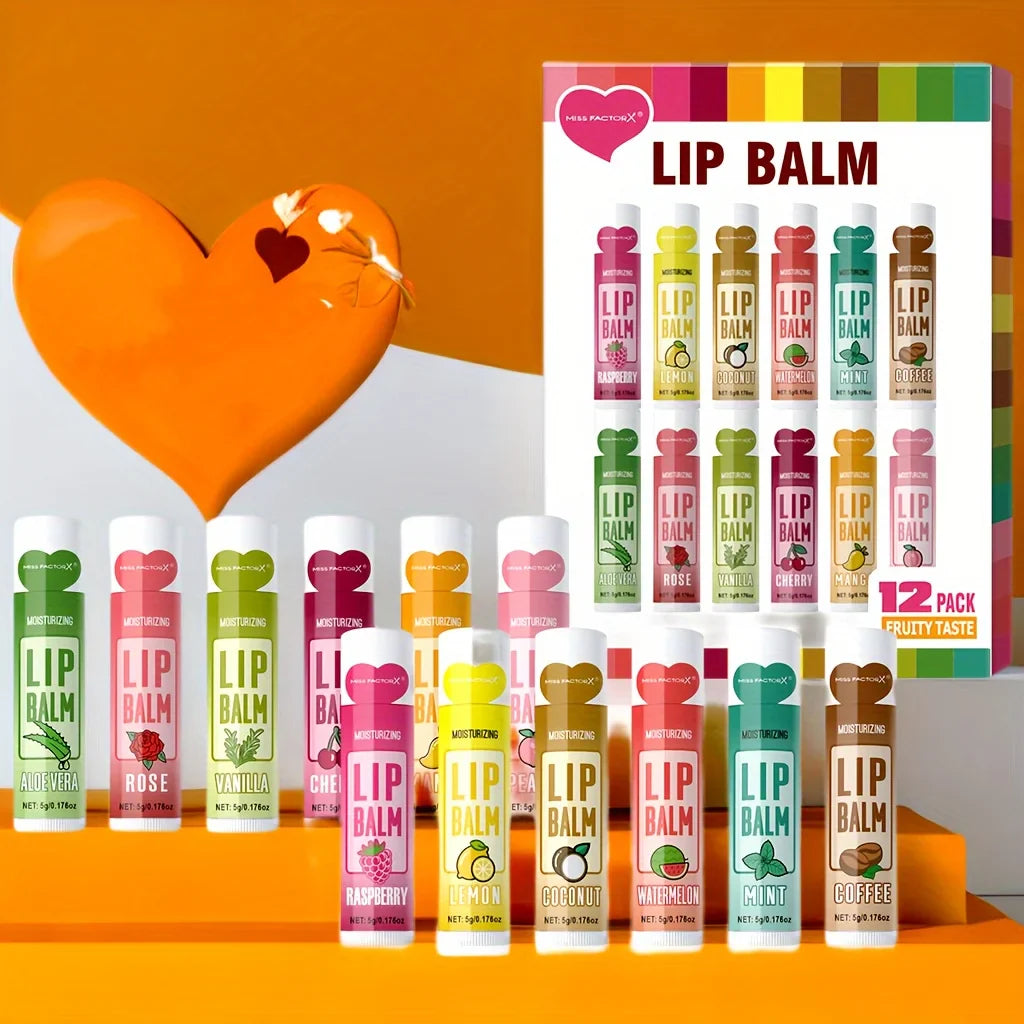 12 PCS/gift lip balm set 5g Deep Moisturizing and long-lasting moisturizing exfoliating to create hydrated lips - Tasawoq