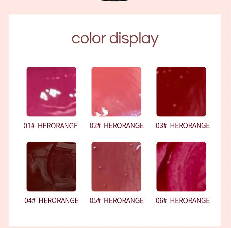 Lightly Glass Water Gloss Herorange Lip Glaze Mirror Moisturizing Plump Lips Not Easy To Stick To The Cup Long-Lasting Makeup - Tasawoq