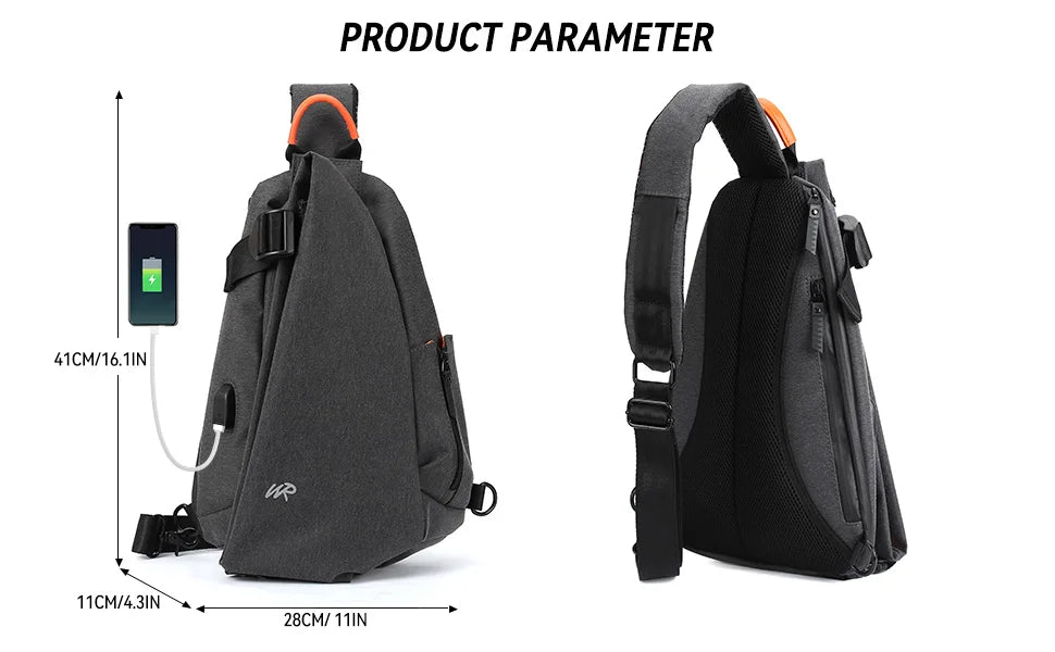 Anti-Theft Crossbody Sling Bag for Men Women,Small Backpack One Shoulder Bag, Chest Bag Sling Backpack for Hiking Biking Travel - Tasawoq