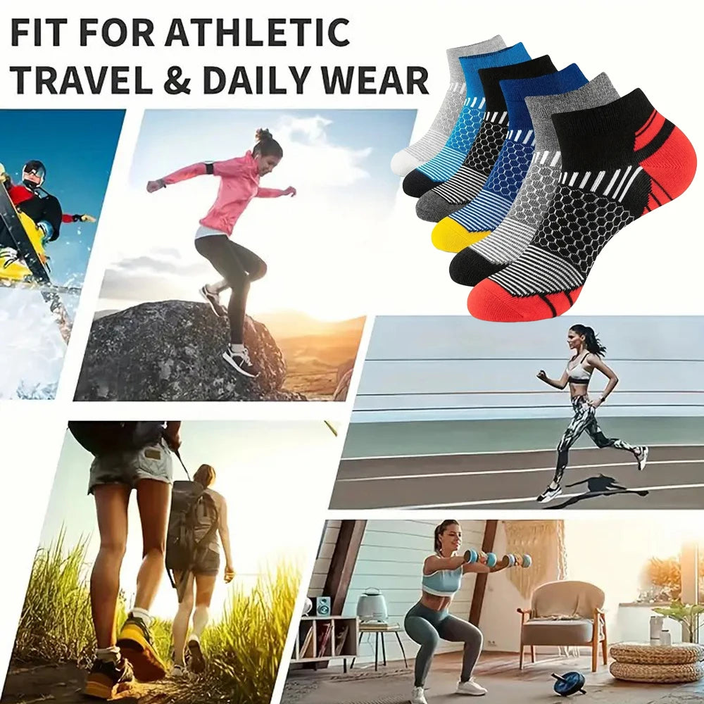 6/12 Pairs for Both Men Women Suitable Sports Low Top Socks Sweat Absorbing Breathable Thin Odor Proof Running Leisure Socks - Tasawoq