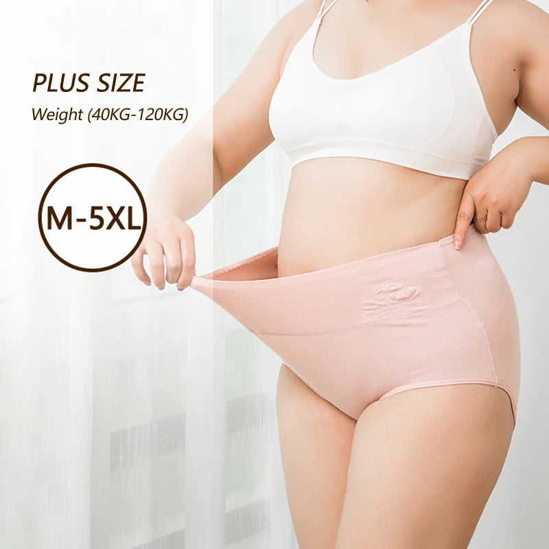 4PCS High Waist Cotton Panties Women Body Shaper Underwear Plus Size M-5XL Fashion Girls Briefs Seamless Sexy Female Lingerie - Tasawoq