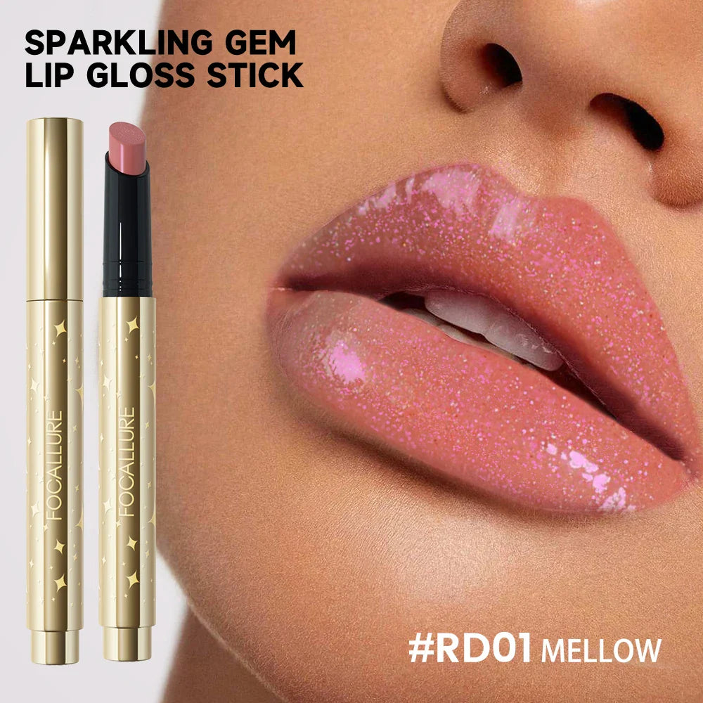 FOCALLURE Pearlescent Lip Glosses Stick Moisturizing Long Lasting Sexy Sparkling Lip Balms Shimmer Lipstick Pen Makeup Cosmetics - Tasawoq