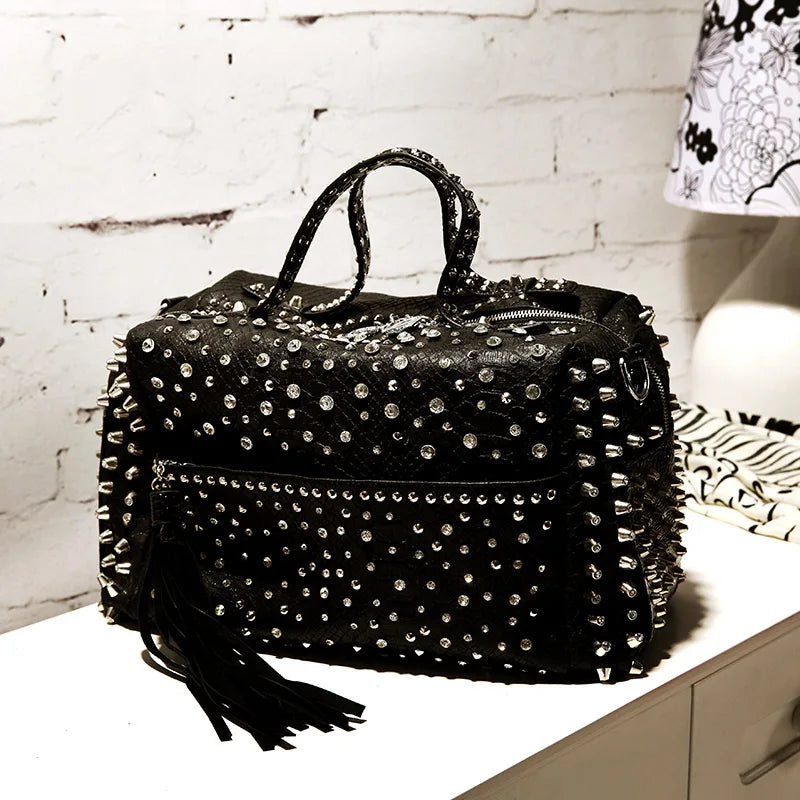 Women's bag luxury designer purses and handbags Shoulder bags vintage Rivet tote bag for women Large capacity travel bag purse - Tasawoq