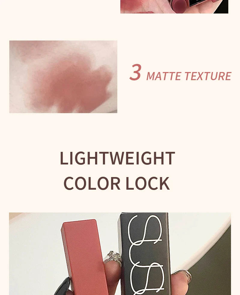 TX010Thin Tube Matte Lipstick, Waterproof and Sweatproof, Does Not Fade Or Remove Makeup, Can Be Used on Both Lips and Cheeks - Tasawoq