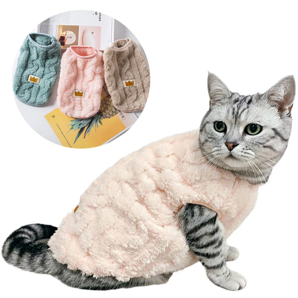 Soft Cozy Cat Clothes Autumn Winter Warm Fleece Sweatshirt for Small Dogs Puppy Kitten Jacket Coat Pet Sphynx Costume Sweater - Tasawoq