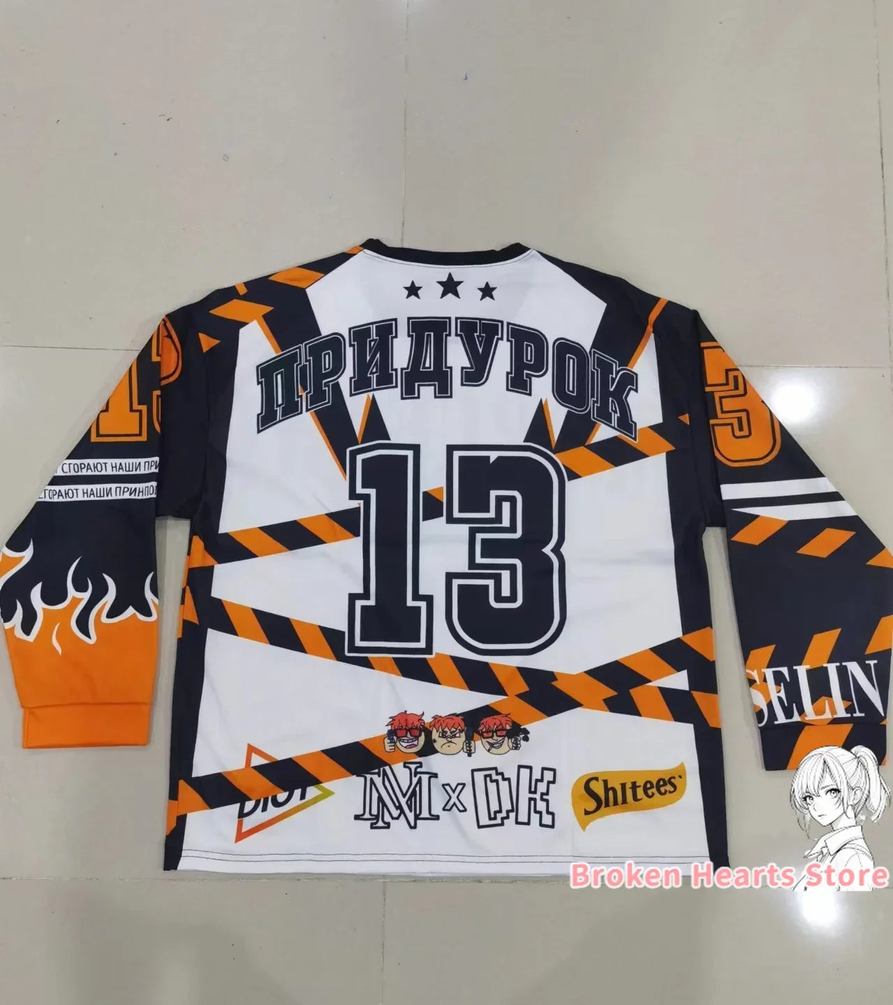 Y2k марселин Jersey Long Sleeves T-shirt Harajuku Vintage Streetwear Casual Baseball Jersey Casual Top Oversized Women Clothing - Tasawoq