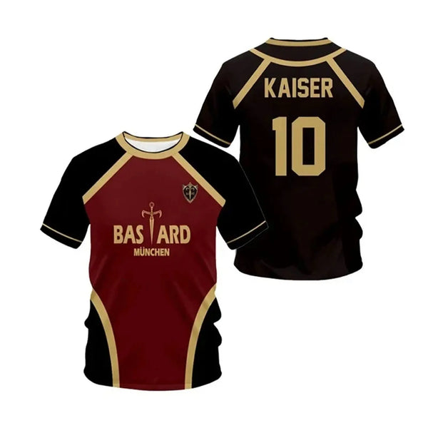 Jersey Futsal Pattern Vl Replika Blue Lock Anime Bastard Munich Tees Summer Men'S And Women's T-shirt Casual Sports T Shirts Top - Tasawoq