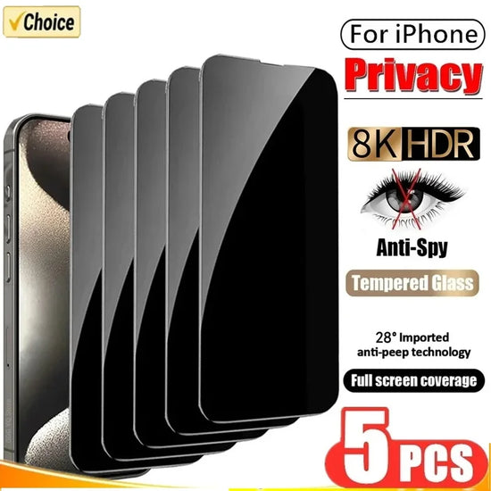 1-5Pcs Privacy Screen Protector for iPhone 14 13 12 11 15 Pro Max Mini 7 8 Plus Anti-spy Glass for IPhone 15 PRO X XR XS MAX SE - Tasawoq
