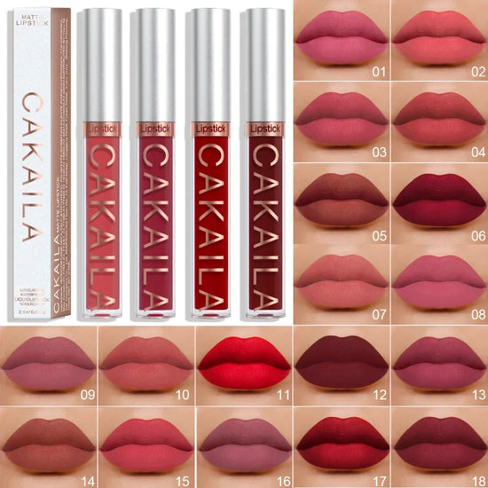 1PC Velvet Matte Lipstick Lip Gloss Light Red Liquid Lip Tint Cream Pigment Long Lasting Silky Texture Lips Women's Cosmetics - Tasawoq