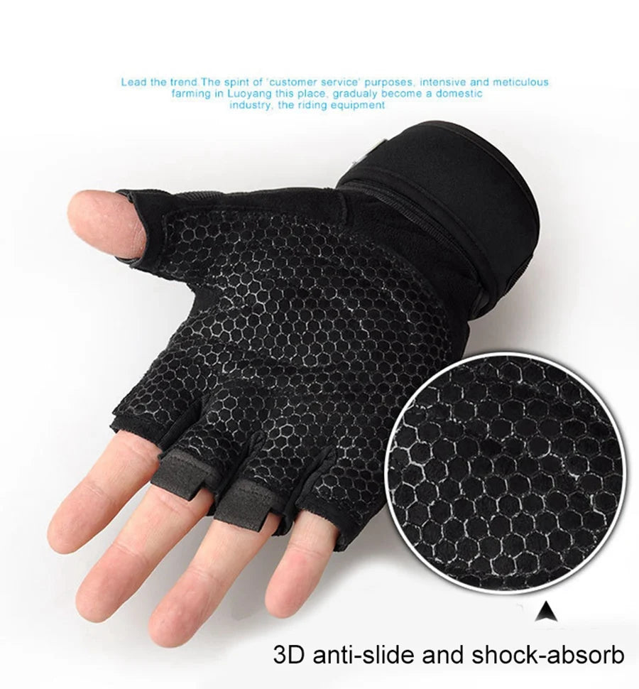 Workout Gloves for Men Women Half Finger Glove with Wrist Wrap for Sport Weight Lifting Training Bicycle Motorcyclist Gym Glove - Tasawoq